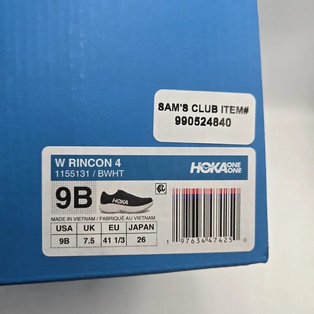 HOKA One One Rincon 4 Running Shoes Women’s 9 B Black White Sneakers 1155131 NEW